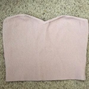Ribbed pink tube top